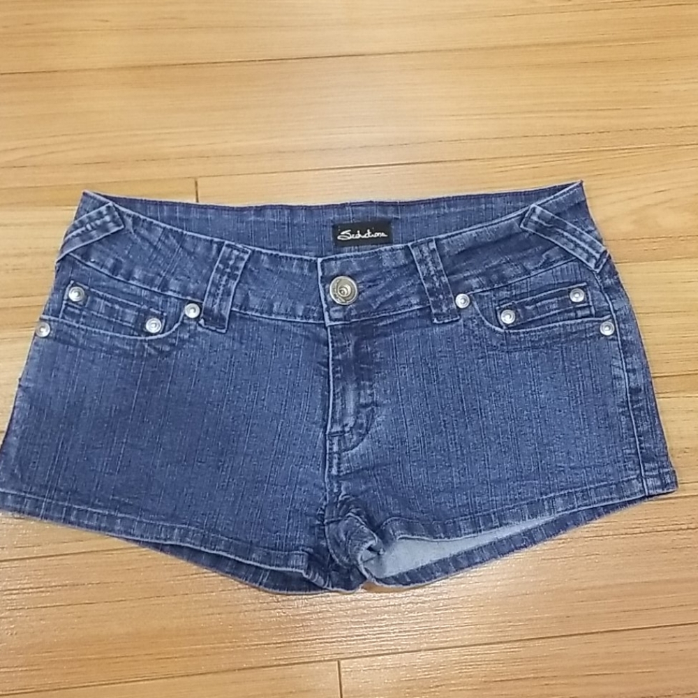 Low Rise Stretchy Denim Shorts